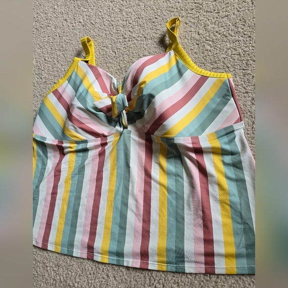 Addition Elle Multicolor Stripe Padded Tankini Top Plus Size 3X - Picture 2 of 11
